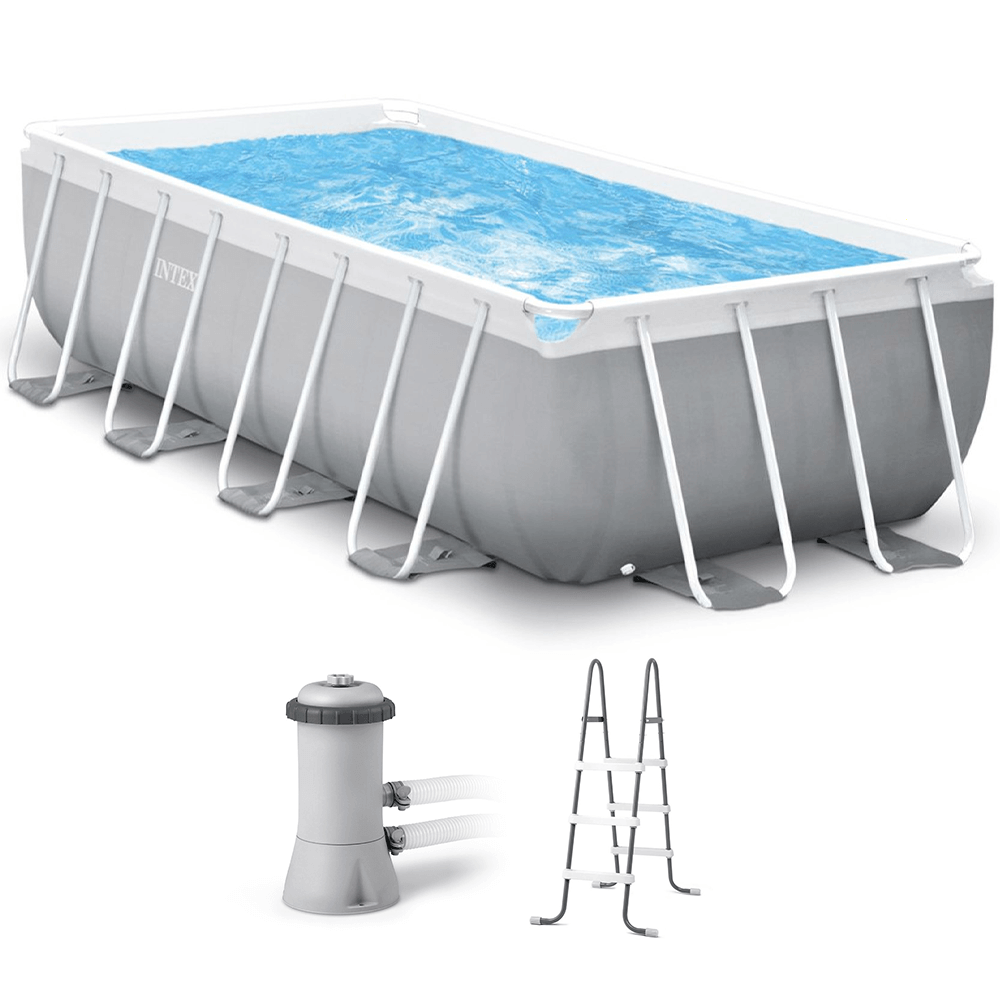 Intex Prisma Frame 26790NP – 400x200x122 cm – Piscina elevada + Bomba de filtro 45 W y Escalera